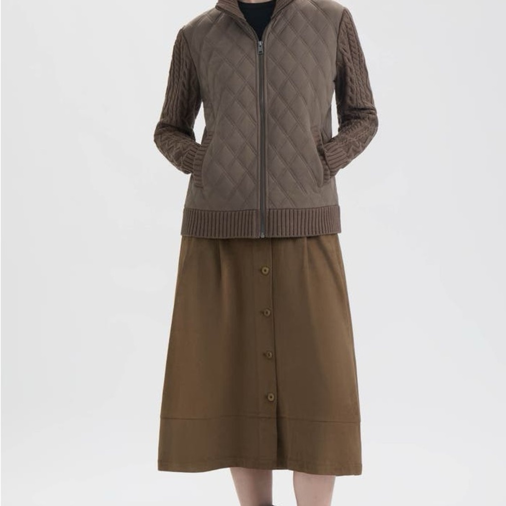 Hunter Cable Knit Sleeve Quilted Bomber Jacket M Women